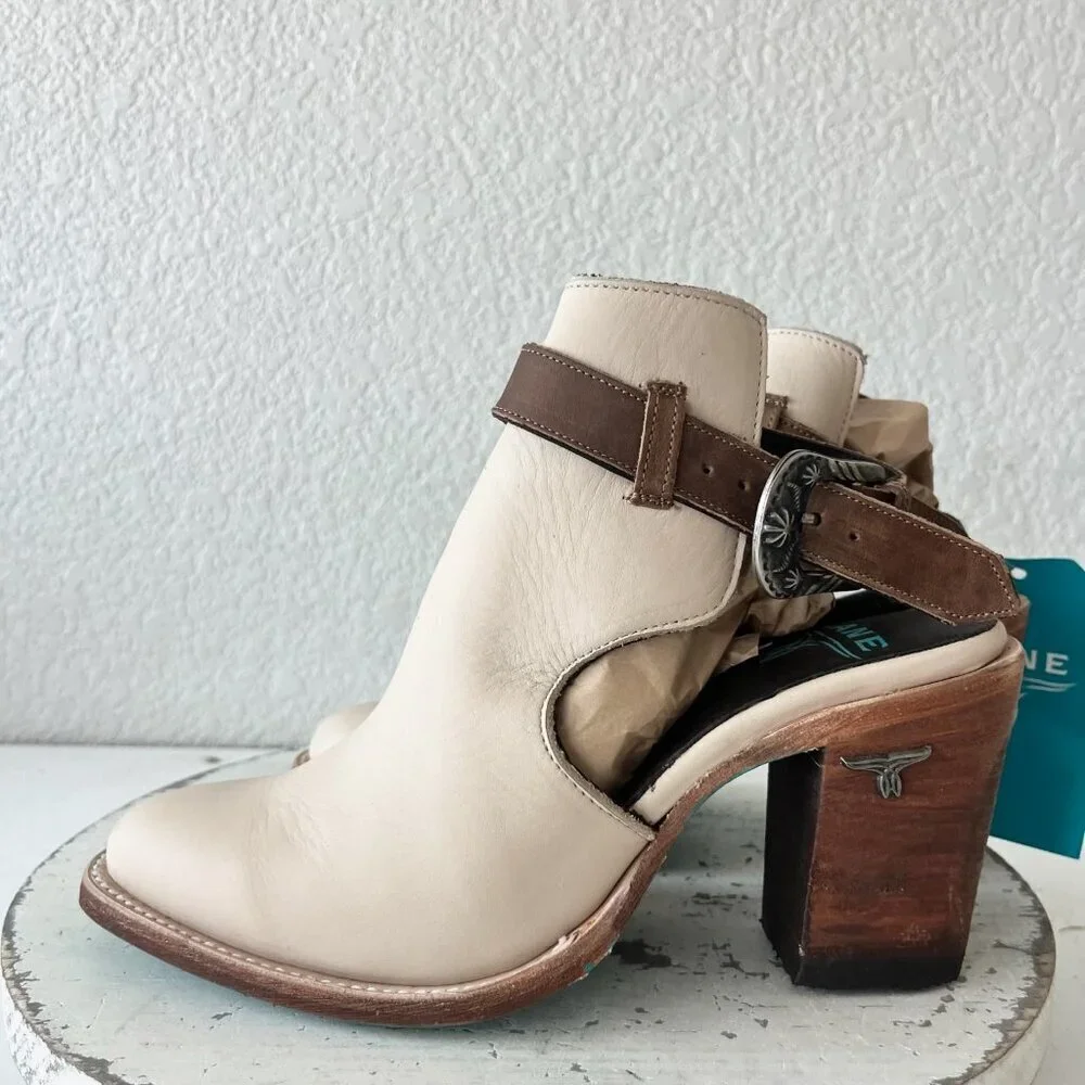 New Lane HIGH NOON Womens Cowboy Booties Sz 7 Putty Western Cowgirl Short Boots